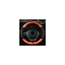 15 inch/38 cm Soft Fiber Leather Car Steering Wheel Cover Anti-slip Steering-Wheel - Orange Thread