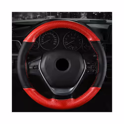 15 inch/38 cm Soft Fiber Leather Car Steering Wheel Cover Anti-slip Steering-Wheel - Orange Thread