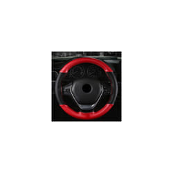 15 inch/38 cm Soft Fiber Leather Car Steering Wheel Cover Anti-slip Steering-Wheel - Red Thread
