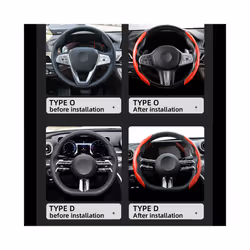 1Pair Universal Carbon Fiber Red Car Steering Wheel Cover Anti Slip Comfort - Blue