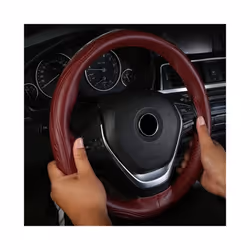 Leather Car Steering Wheel Cover Universal Non-Slip Steering Case Wheel - orange 3