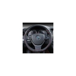 Genuine Leather Car Steering Wheel Cover Soft Anti slip Steering-Wheel - Black Red