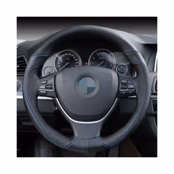 Genuine Leather Car Steering Wheel Cover Soft Anti slip Steering-Wheel - Black White