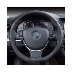 Genuine Leather Car Steering Wheel Cover Soft Anti slip Steering-Wheel - Black White