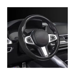 Suede Car Steering Wheel Cover 38cm 15inch Fur Material Universal Steer - B BLACK