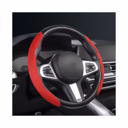 Suede Car Steering Wheel Cover 38cm 15inch Fur Material Universal Steer - B RED