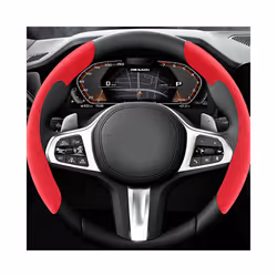 Suede Car Steering Wheel Cover 38cm 15inch Fur Material Universal Steer - B RED
