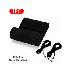 Steering Wheel Braiding Cover 38cm Universal Suede Steer Wheel Case For - Style 1-Black Thread
