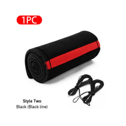 Steering Wheel Braiding Cover 38cm Universal Suede Steer Wheel Case For - Style 2-Black Thread