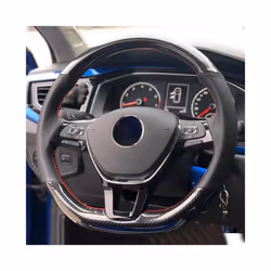 Hand-Stitched Soft Black Carbon Fiber Black Suede Car Steering Wheel Cover - A