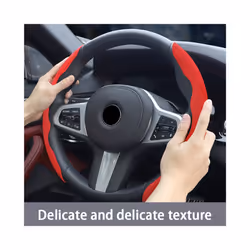 Suede Steering Wheel Cover 38cm Car Steer Wheel Protector Textured Anti - Black