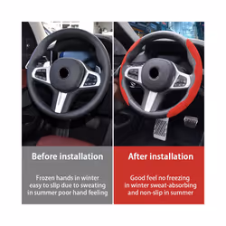 Suede Steering Wheel Cover 38cm Car Steer Wheel Protector Textured Anti - Black