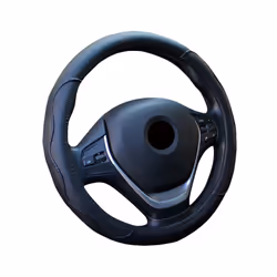 Universal 38cm/15" Diameter PU Leather Steering Wheel Covers Anti-slip - black