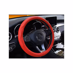 Universal 38cm/15" Diameter PU Leather Steering Wheel Covers Anti-slip - Red