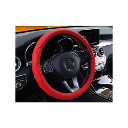 Universal 38cm/15" Diameter PU Leather Steering Wheel Covers Anti-slip - Red