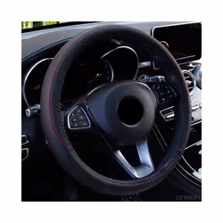 Car Steering Wheel Covers 37-38cm Universal PU Leather Steering-wheel - Black