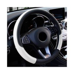 Car Steering Wheel Covers 37-38cm Universal PU Leather Steering-wheel - White