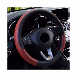 Car Steering Wheel Covers 37-38cm Universal PU Leather Steering-wheel - Wine Red