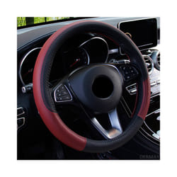 Car Steering Wheel Covers 37-38cm Universal PU Leather Steering-wheel - Wine Red