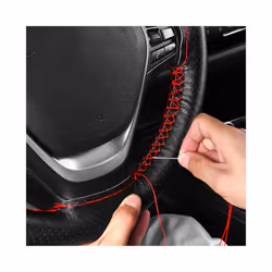 Genuine Leather Braid Car Steering Wheel Cover With Needles Thread Automobile - Brown