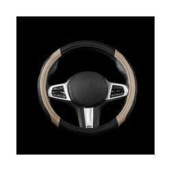 Car Steering Wheel Cover Breathable Anti Slip PU Leather Steering Covers - Beige