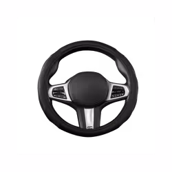 Car Steering Wheel Cover Breathable Anti Slip PU Leather Steering Covers - Black