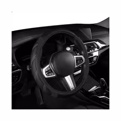 Car Steering Wheel Cover Breathable Anti Slip PU Leather Steering Covers - Black