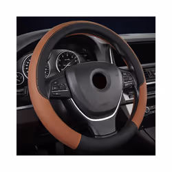 Universal Car Steering Wheel Braid High Quality Leather Anti-Slip 8 Color - Coffee