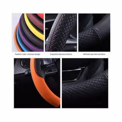 Universal Car Steering Wheel Braid High Quality Leather Anti-Slip 8 Color - Coffee
