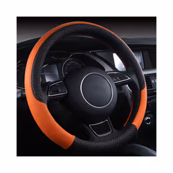 Universal Car Steering Wheel Braid High Quality Leather Anti-Slip 8 Color - Orange