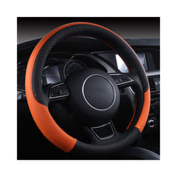 Universal Car Steering Wheel Braid High Quality Leather Anti-Slip 8 Color - Orange