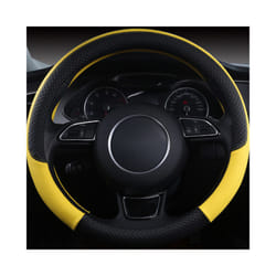 Universal Car Steering Wheel Braid High Quality Leather Anti-Slip 8 Color - Yellow