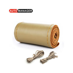 Genuine Leather Steering Wheel Cover High Quality Automobile Steering-Wheel - Beige