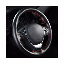 Genuine Leather Steering Wheel Cover High Quality Automobile Steering-Wheel - Black and Red