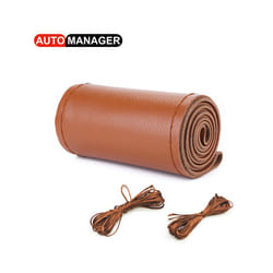 Genuine Leather Steering Wheel Cover High Quality Automobile Steering-Wheel - Brown