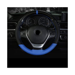 38CM 15 Inch Carbon Fiber Leather Steering Wheel Cover With Needle And - Blue