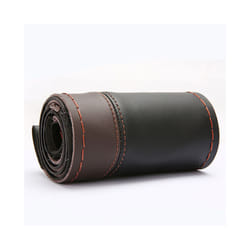 DIY Steering Wheel Cover Soft Anti slip  Leather Cowhide Braid With Needle - coffee