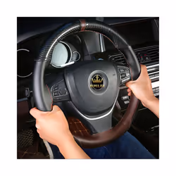 DIY Steering Wheel Cover Soft Anti slip  Leather Cowhide Braid With Needle - wine red