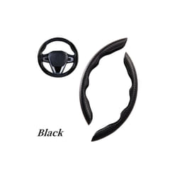 1Pair Car Steering Wheel Cover Carbon Fiber Universal Non-Slip Booster - Black