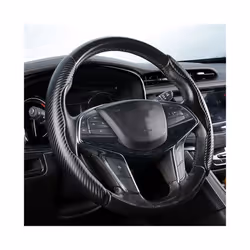 1Pair Car Steering Wheel Cover Carbon Fiber Universal Non-Slip Booster - Black