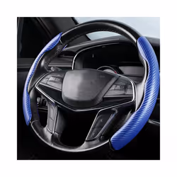 1Pair Car Steering Wheel Cover Carbon Fiber Universal Non-Slip Booster - Black