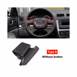 Hand Braid Steering Wheel Cover For Skoda Octavia Fabia Superb Roomster - Type A black line