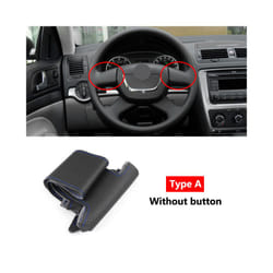 Hand Braid Steering Wheel Cover For Skoda Octavia Fabia Superb Roomster - Type A blue line