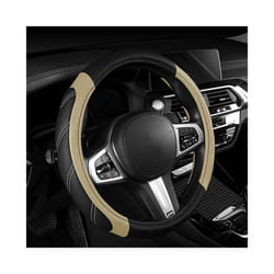 Microfiber Leather Steering Wheel Cover 15inch Universal Fit for Car, - Beige