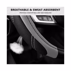 Microfiber Leather Steering Wheel Cover 15inch Universal Fit for Car, - Black