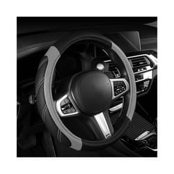Microfiber Leather Steering Wheel Cover 15inch Universal Fit for Car, - Grey