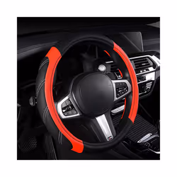 Microfiber Leather Steering Wheel Cover 15inch Universal Fit for Car, - Red