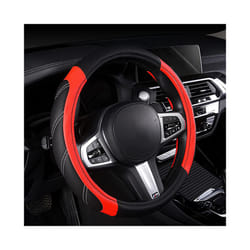 Microfiber Leather Steering Wheel Cover 15inch Universal Fit for Car, - Red