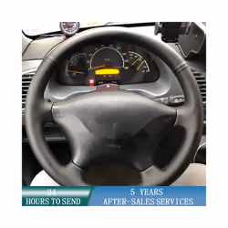 Customized Car Steering Wheel Cover Anti-Slip Black Leather Braid Car - 3 Colors Thread