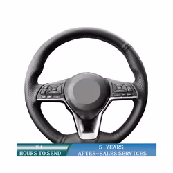 Customized Car Steering Wheel Cover Non-slip Leather Braid Car Accessories - 3 Colors Thread